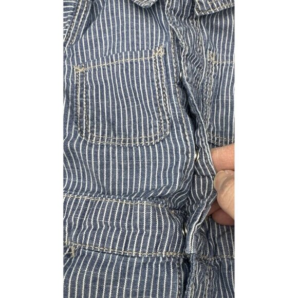 Baby Gap Denim Hickory Engineer Blue Stripe Coveralls Short Romper Sz 6-12 Mos - Picture 3 of 9